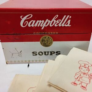 VINTAGE Campbell's Soup Collectible Tin Box Soups Recipes w/ Cards 1970s